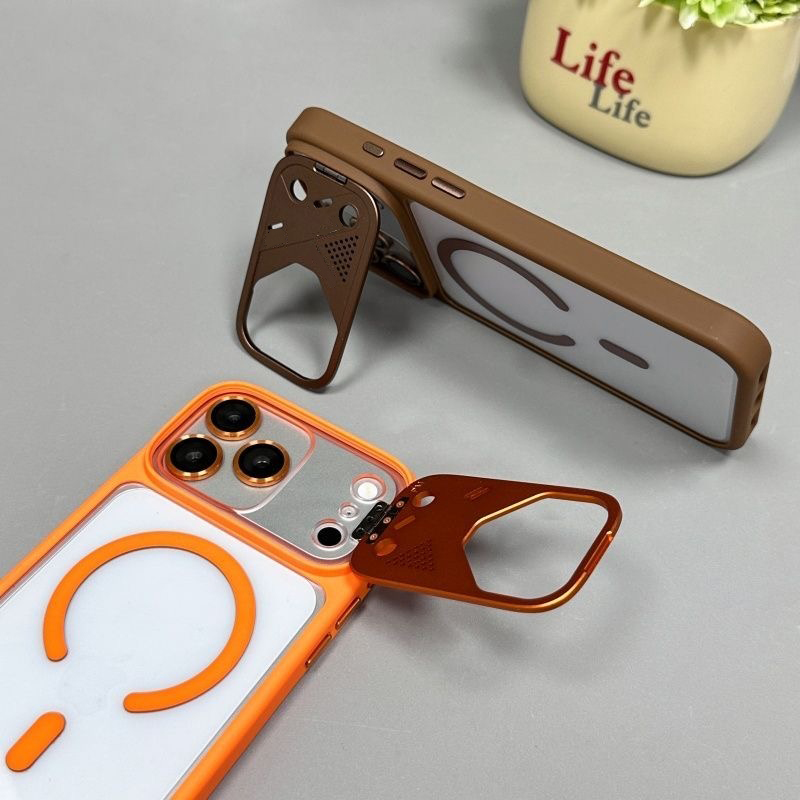 Magnetic Charging Stand - ラグジュアリーアーマー耐衝撃メタルスタンドマグネティックケース iPhone 18 17 16 15