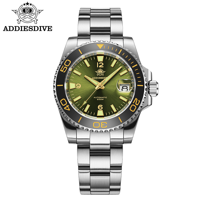 Accessories With Watch - ADDIESDIVE 新しいダイビングギフト腕時計メンズ 8215 自動サファイア AR コーティングされたガラスセラミックベゼル防水