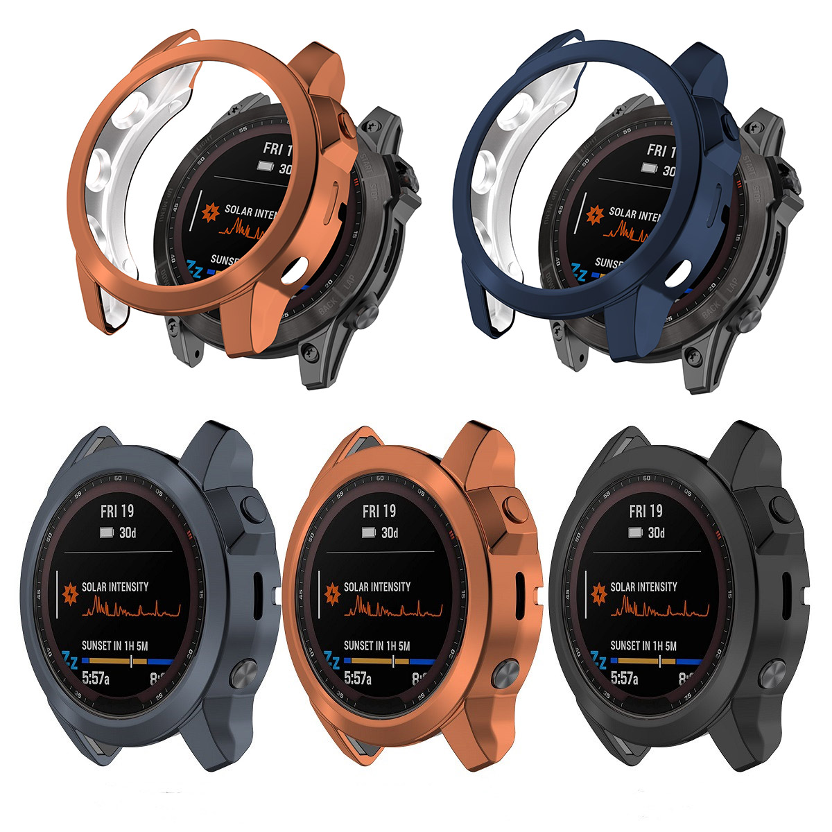 Garmin Smartwatch Accessories - ガーミンフェニックスの保護ケース,7s 7x 6s,サファイアクリスタル,カラフルでソフトなプロテクター,TPUメッキ