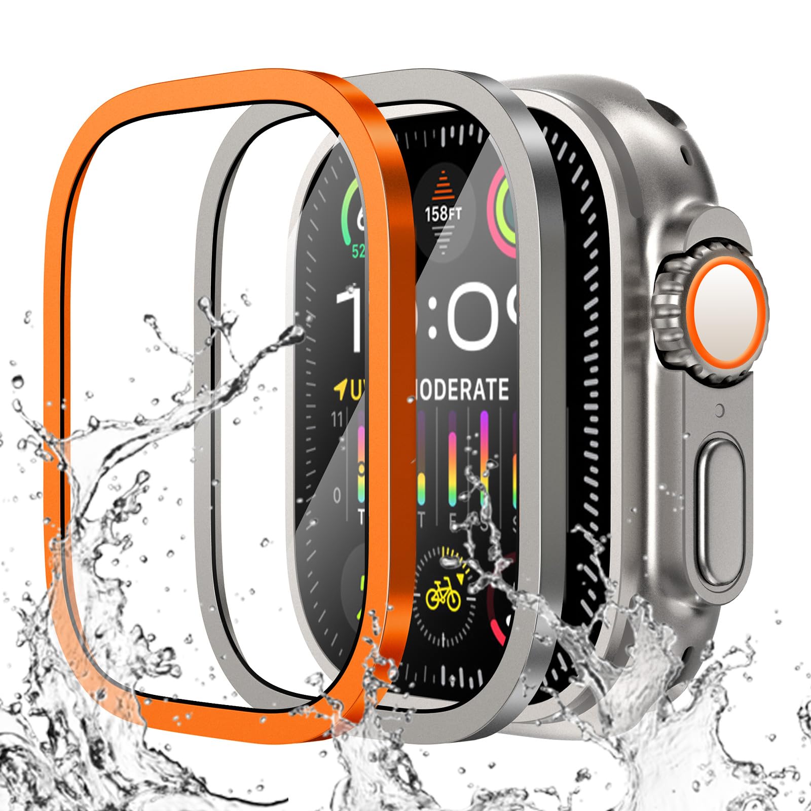 Smartwatch Straps & Accessories - Apple Watch用の傷防止強化ガラス,チタンメタルフレーム,スクリーンプロテクター,アクセサリー,ウルトラシリーズ2,49mm