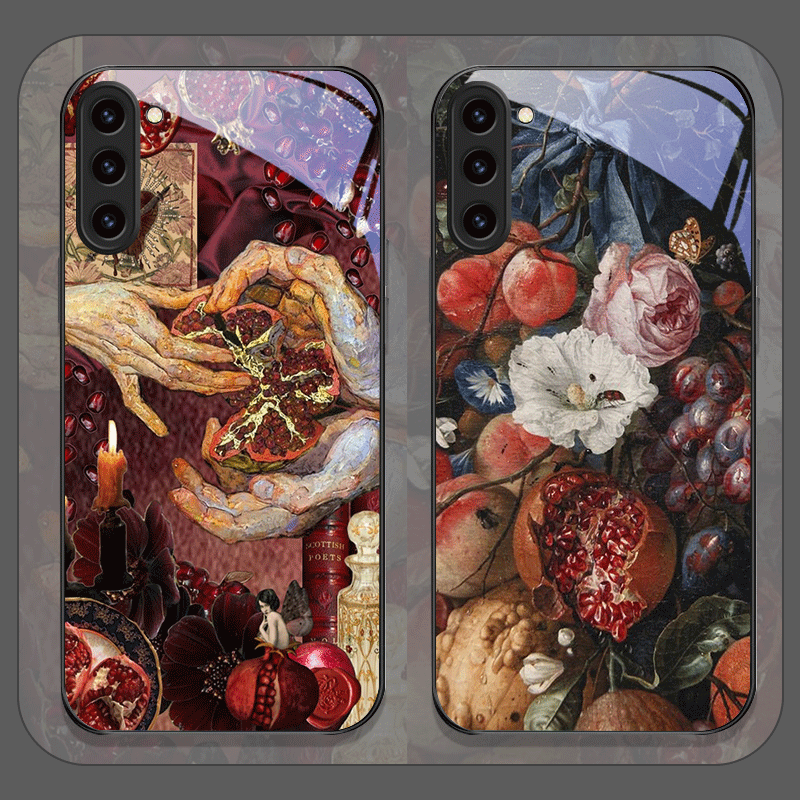 Samsung Galaxy S25 - 豪華なザクロの花柄強化ガラス製スマホケース Samsung Galaxy S25 Ultra S24