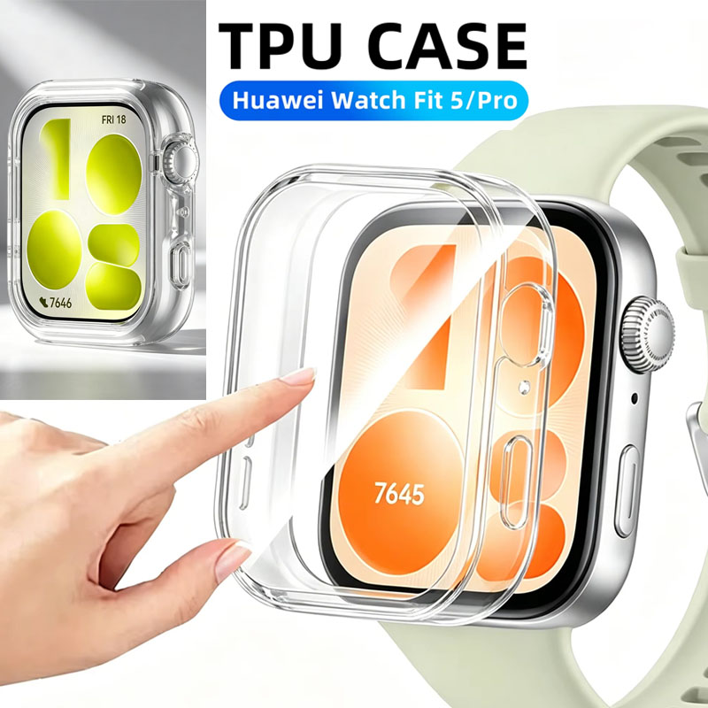 Huawei Smartwatch Accessories - Huawei Watch Fit 5/Fit 5 Pro用ケース、フルスクリーンプロテクター、ソフトTPU保護ケースカバー、Huawei