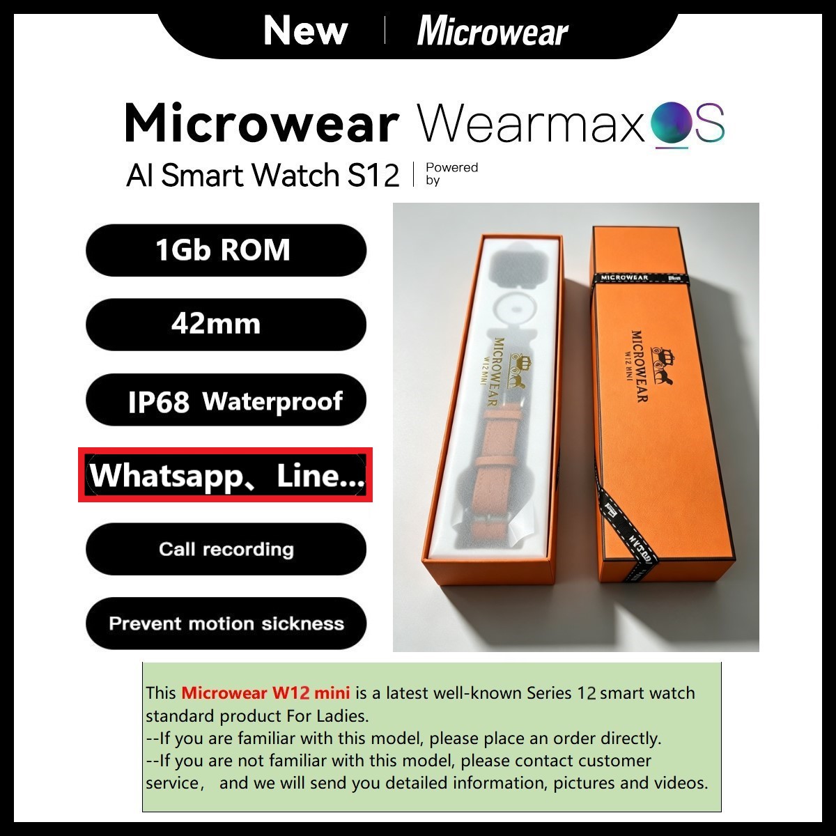 Smartwatch M Active - Microwear W12mini スマートウォッチ交換モデル W11mini 用 IP68