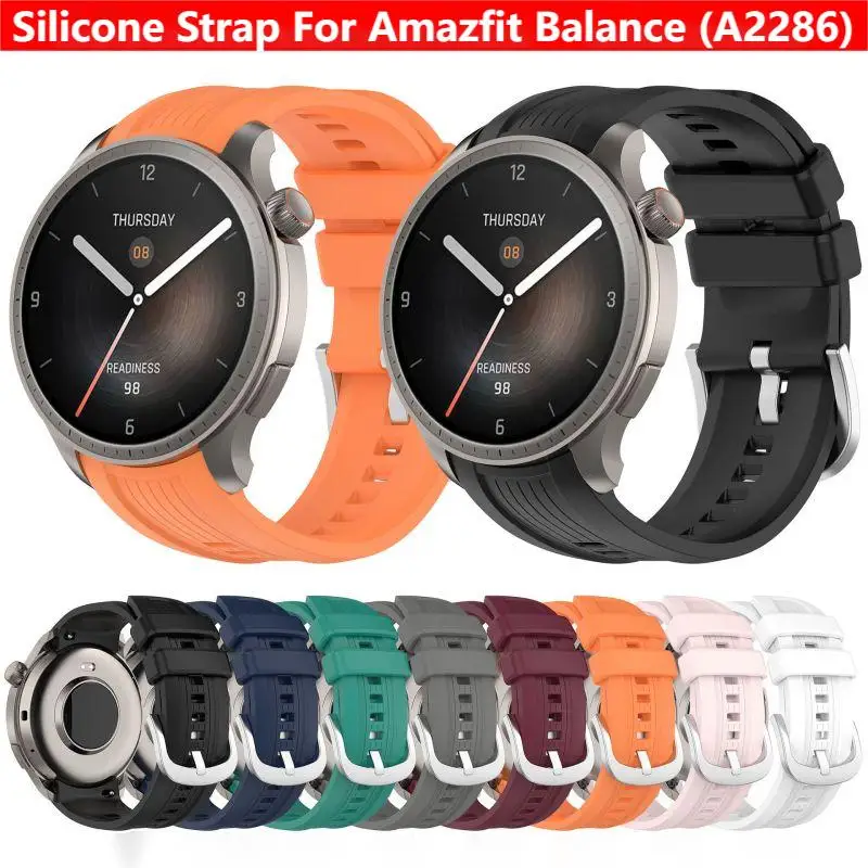 Amazfit Smartwatch Accessories - Amazfit Balance A2286スマートウォッチ用シリコンストラップ、交換用リストバンド、ブレスレット、Huamiアクセサリー