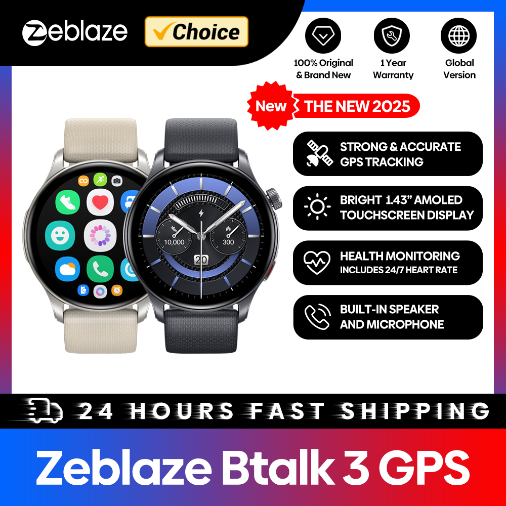 Smartwatch X - Zeblaze-btalk 3スマートウォッチ,1.43インチAMOLEDスクリーン,デュアルストラップ,通話,通話,心拍数モニター,spo2,ストレストラッキング,新品
