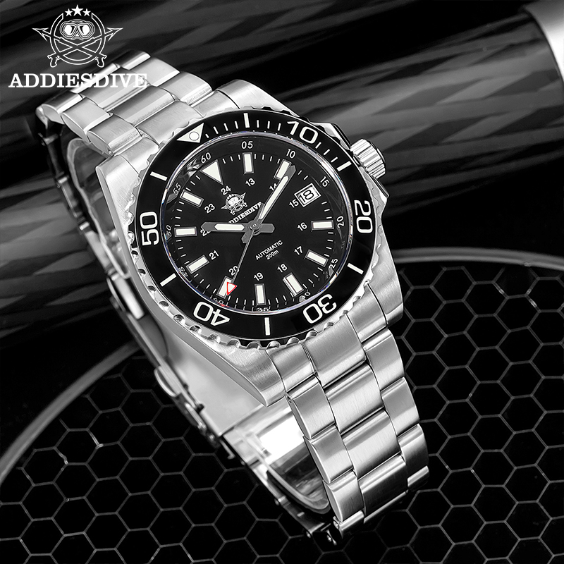 Accessories With Watch - ADDIESDIVE メンズ腕時計 8215 機械式サファイア夜光ダイビングウォッチ 200 メートルセラミックベゼル自動時計時計ギフト時計