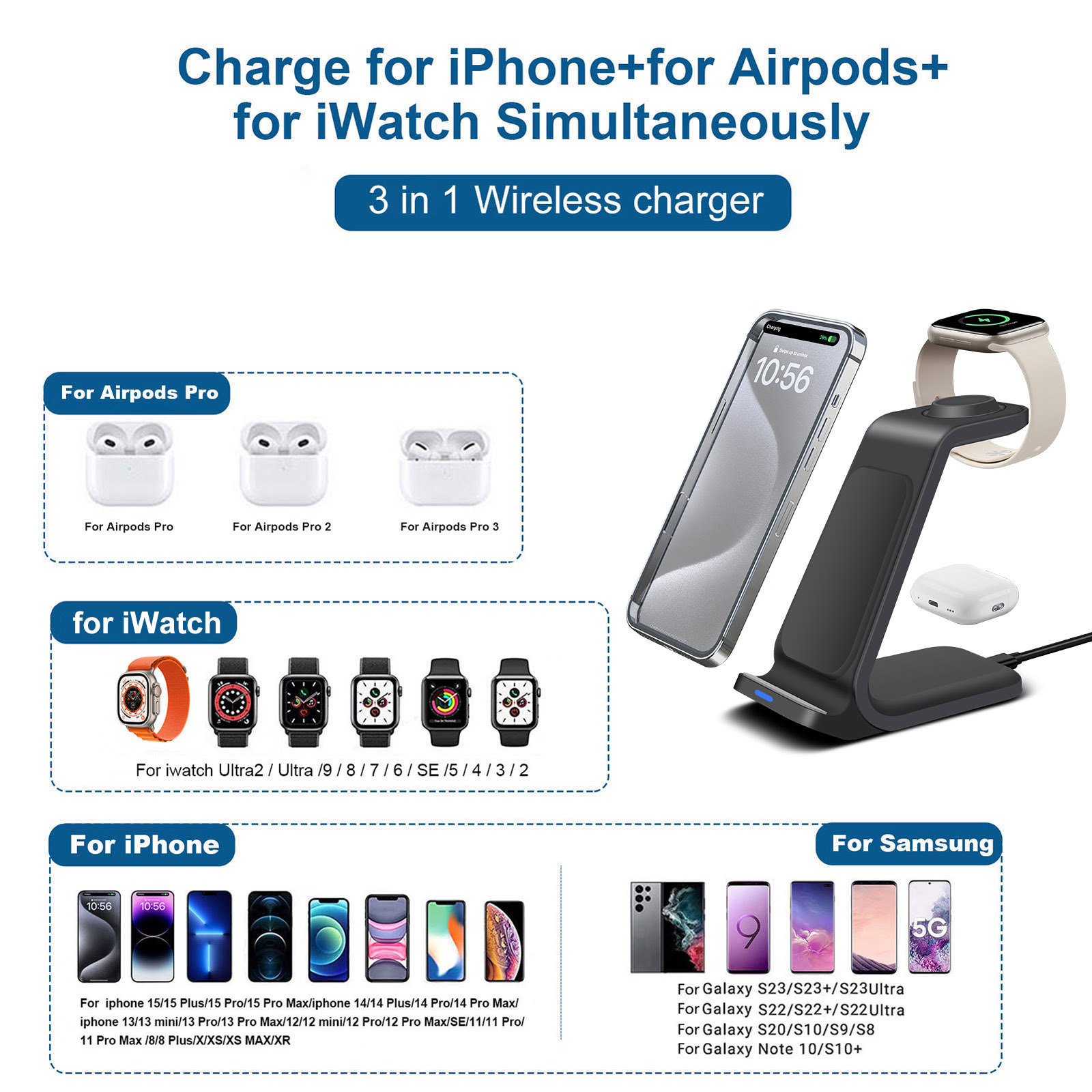 iPhone用3in1充電ステーション、iPhone 17、 - Smartwatch X のレビューと価格