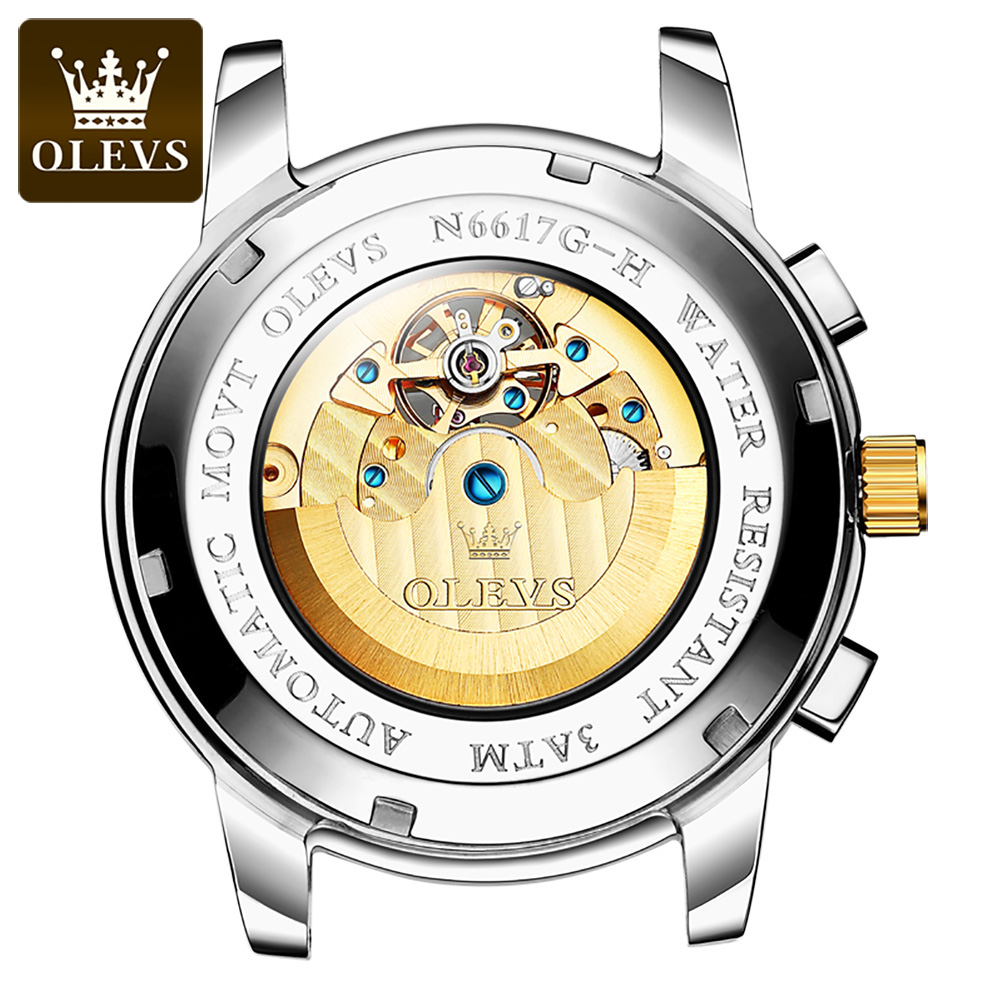 OLEVS 6617 メンズ クラシック 機械式腕時計 防水 - Leather Classic Strap のレビューと価格
