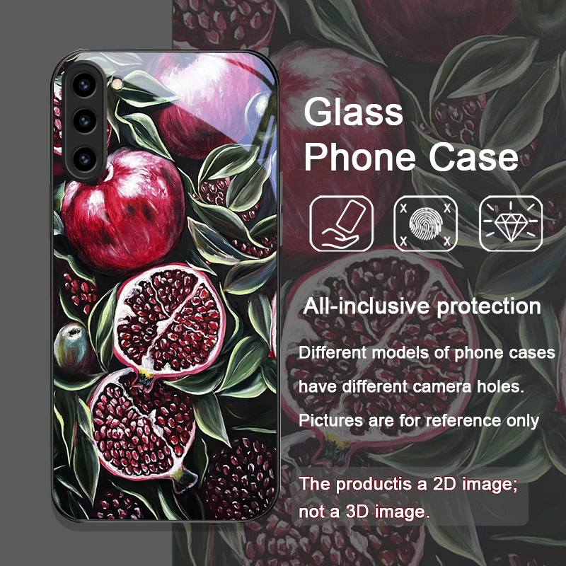 豪華なザクロの花柄強化ガラス製スマホケース Samsung  - Samsung Galaxy S25 のレビューと価格