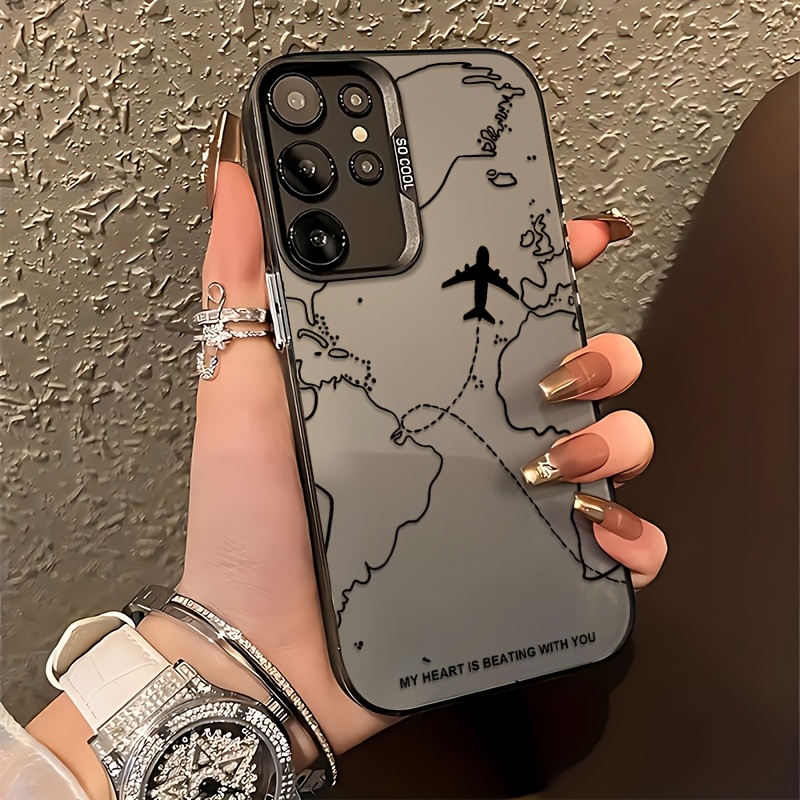 興味深い飛行機ルートのデザインのスマホケース、Samsung - Samsung Galaxy A55 のレビューと価格